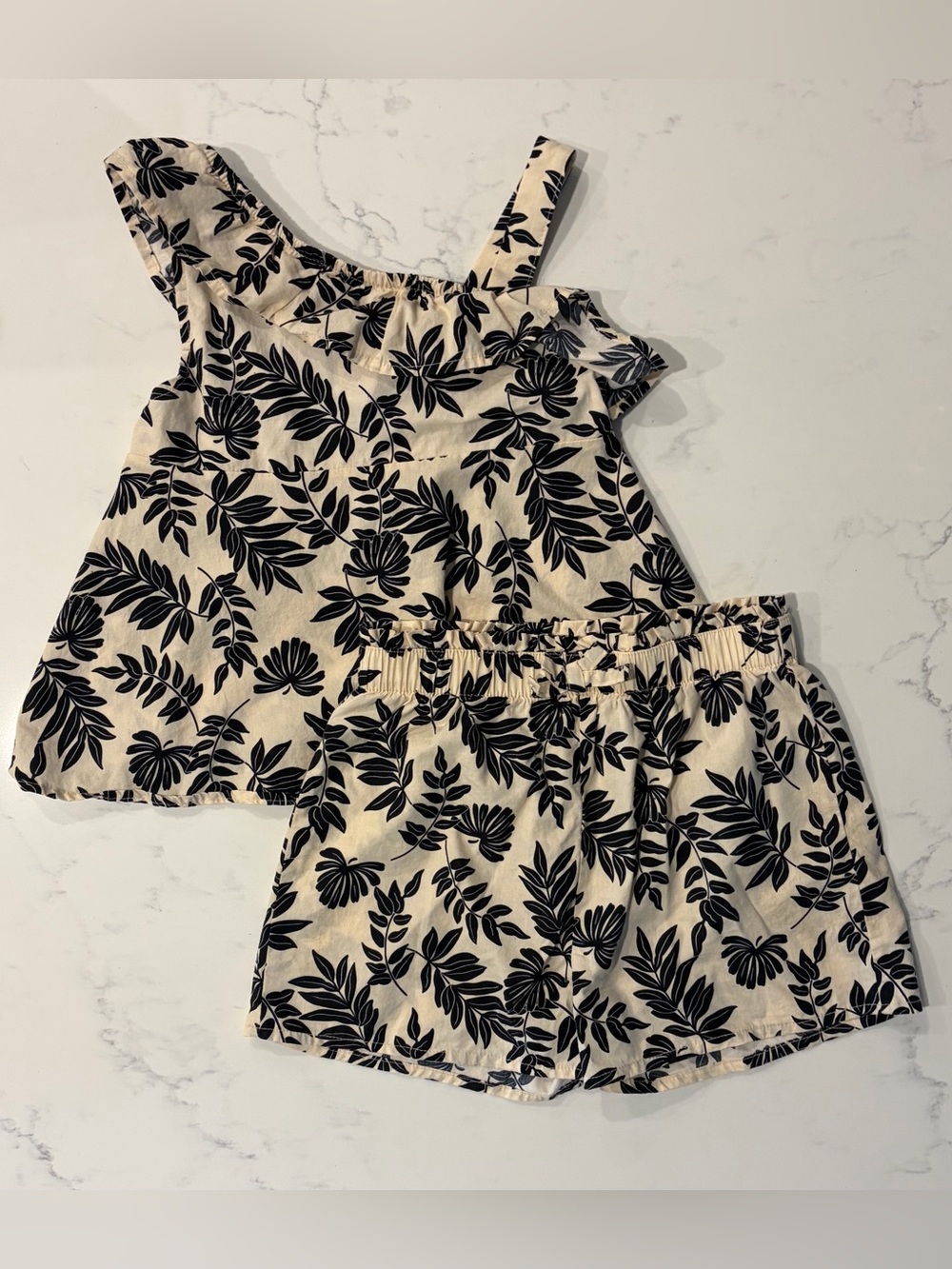 Rachel Zoe Cream and Black Botanical Two-Piece Set